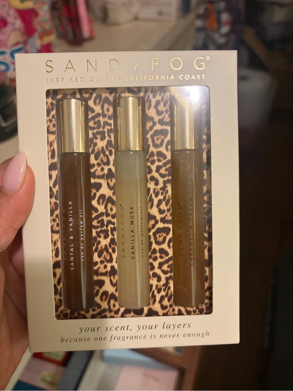 Sand + Fog Vanilla Musk & Santal Travel Roller Trio - Brown & Cream